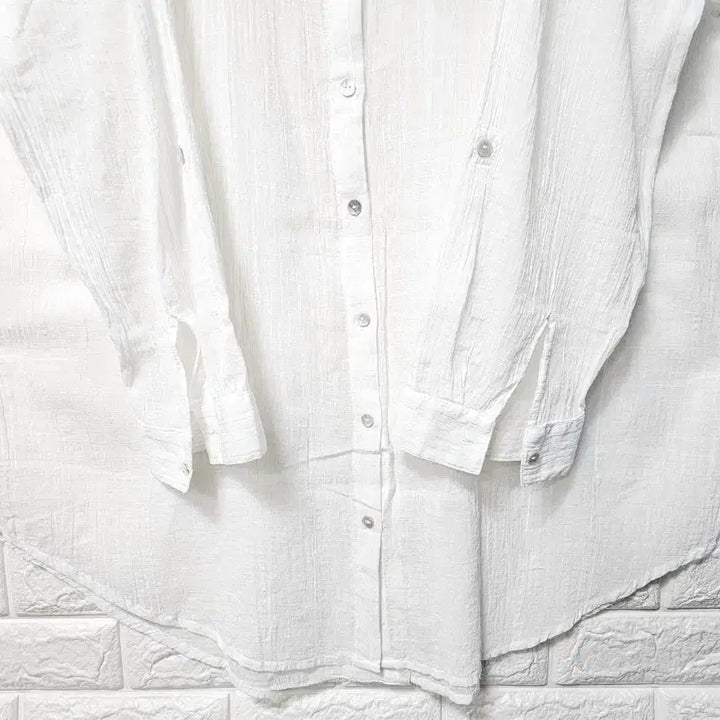 [BUNJANG] White Long Blouse / 얇은 롱 남방