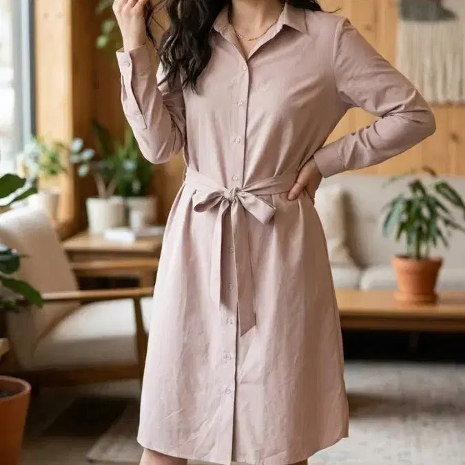 [BUNJANG] Belted Long Shirt Dress / * 셔츠형 벨티드 롱 원피스      ( 새 상 품 )