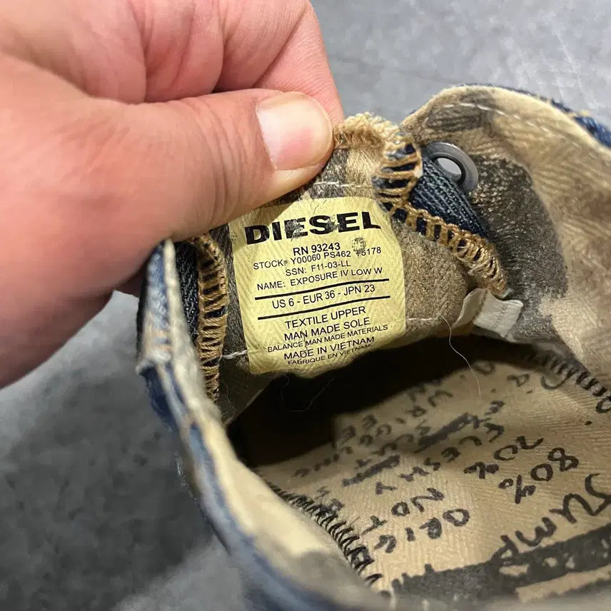 [BUNJANG] Diesel Denim Low-Top Sneakers (Size 230) / 디젤 데님 로우탑 스니커즈 230