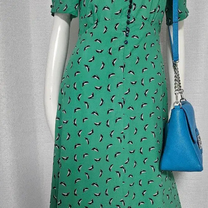 [BUNJANG] Button Detail Lined Dress / 단추 안감 색 이쁜 원피스....반품 45 길이 115