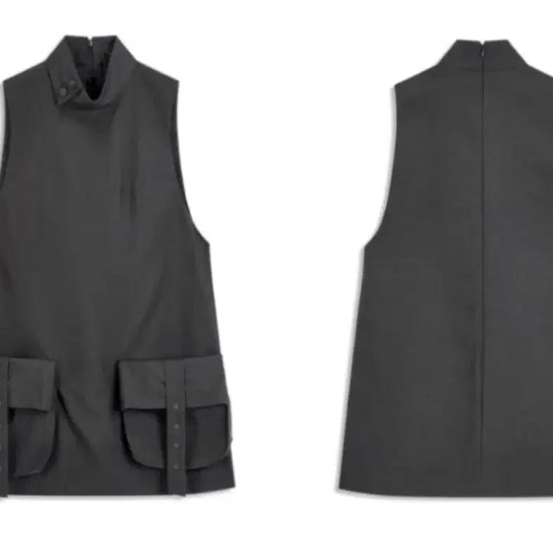[BUNJANG] OPEN YY Cargo Pocket Mini Dress (Charcoal, S) / 오픈와이와이 카고 포켓 미니 원피스 차콜 S