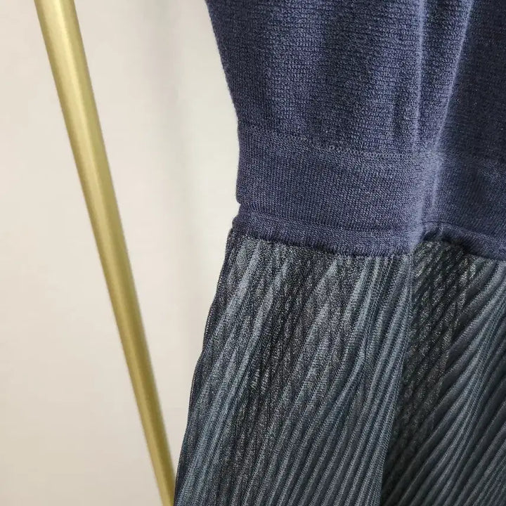 [BUNJANG] System Navy Pleated Long Dress / 시스템 네이비 플리츠 롱 원피스