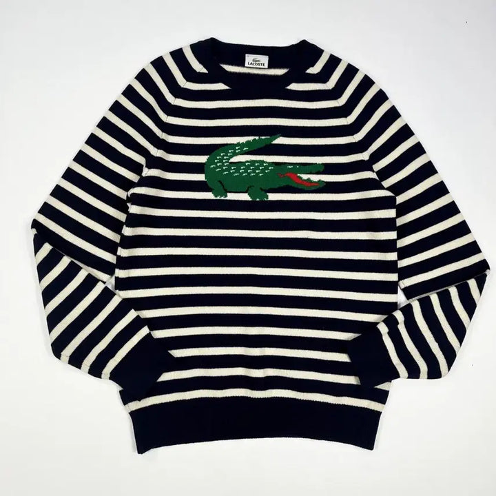 [BUNJANG] Lacoste Striped Knit Sweater (Size L) / (미세수선존재, L) 라코스테 스트라이프 니트