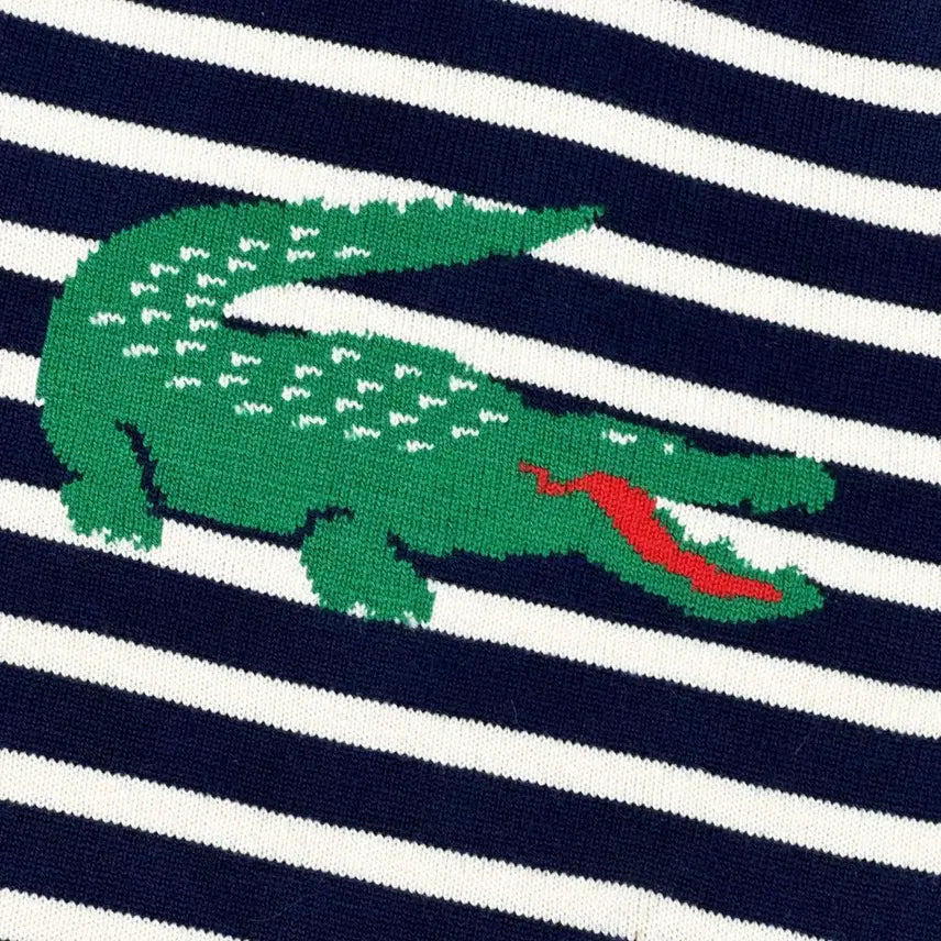 [BUNJANG] Lacoste Striped Knit Sweater (Size L) / (미세수선존재, L) 라코스테 스트라이프 니트
