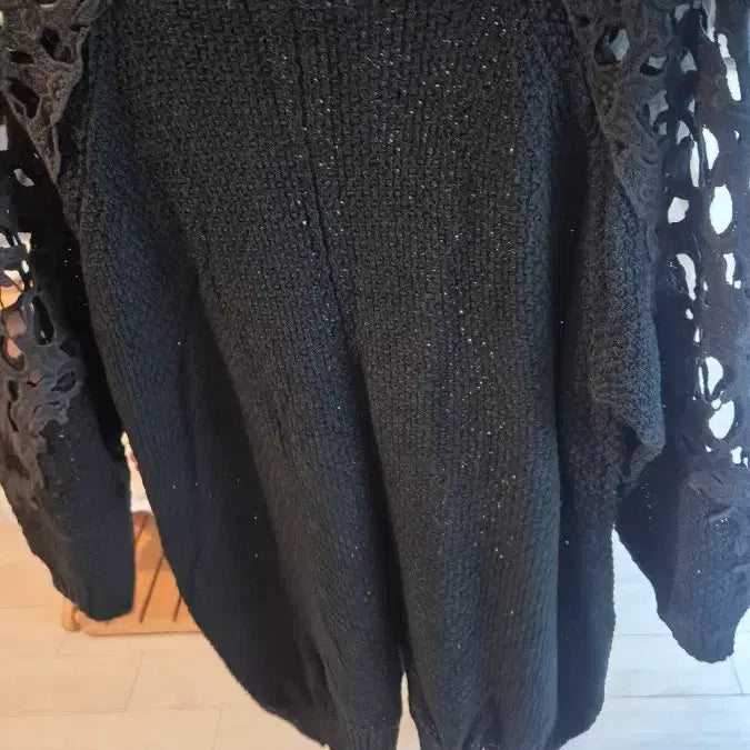 [BUNJANG] Black Lace 7-part Knit Top / 블랙 레이스  7부니트