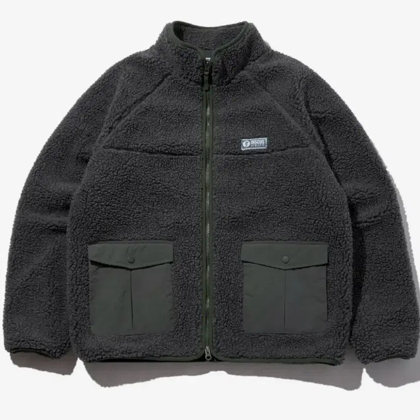 [BUNJANG] Discus Athletic Sherpa Fleece Jacket Charcoal L / 디스커스 애슬레틱 로고 쉐르파(후리스) 자켓 차콜 L사이즈 판매