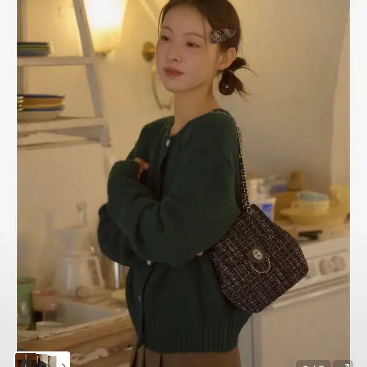 [BUNJANG] Anotheic Tweed Chain Bag / 아노에틱 가방 트위드 체인백 블랙