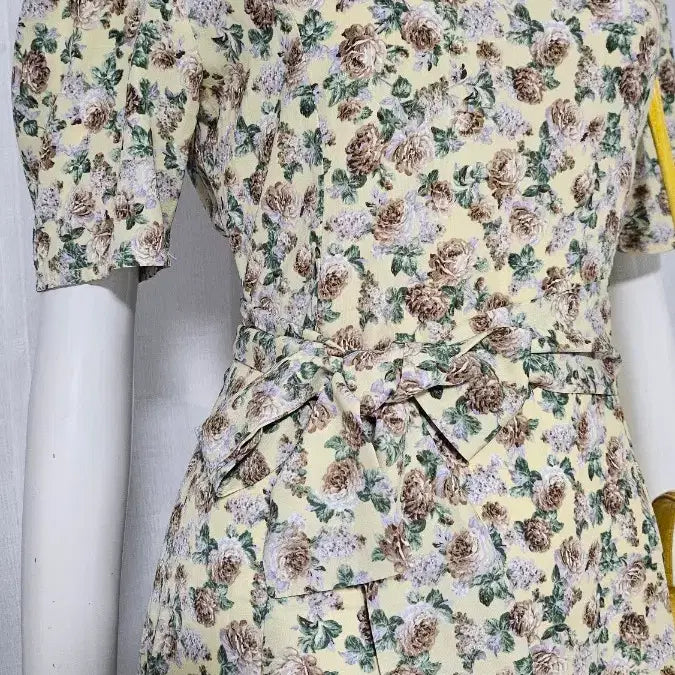 [SOLD OUT] 연노랑 갈색 롱원피스..반품 45 길이 121