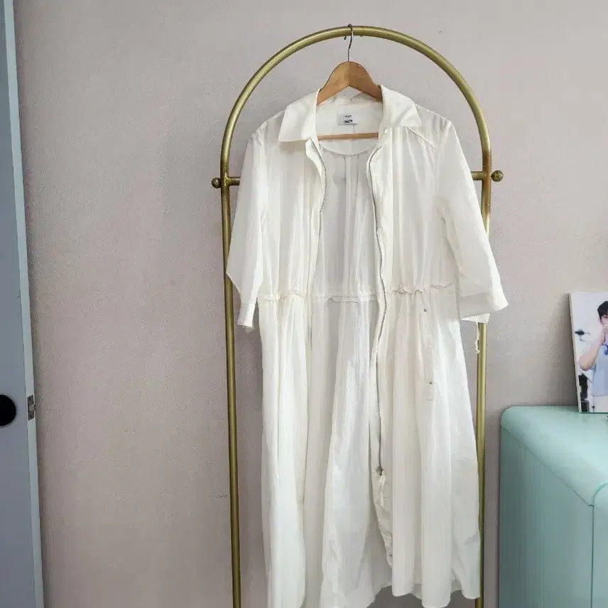 [BUNJANG] Obze White Long Windbreaker Jacket / 한섬 오브제 화이트 롱 바람막이 쟈켓