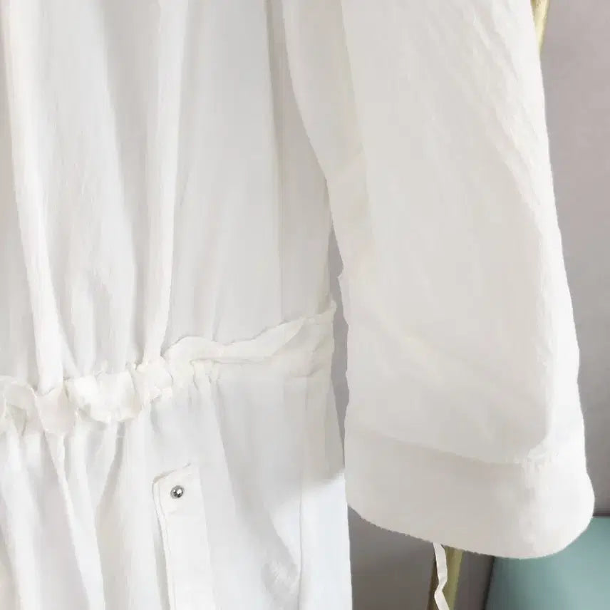 [BUNJANG] Obze White Long Windbreaker Jacket / 한섬 오브제 화이트 롱 바람막이 쟈켓