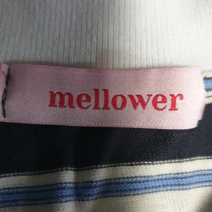 [BUNJANG] MELLOWER Striped Long Sleeve Polo Shirt (F) / MELLOWER 뱃지로고 스트라이프 긴팔 카라티 (F)