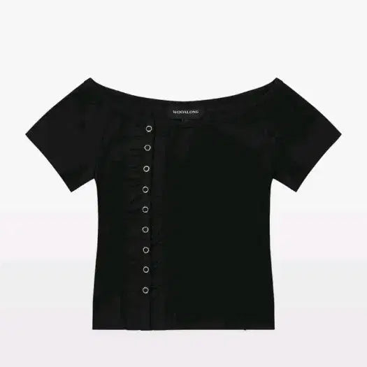 [BUNJANG] Woooalong Snap Off-Shoulder T-Shirt / 우알롱 스냅 오프숄더 티셔츠