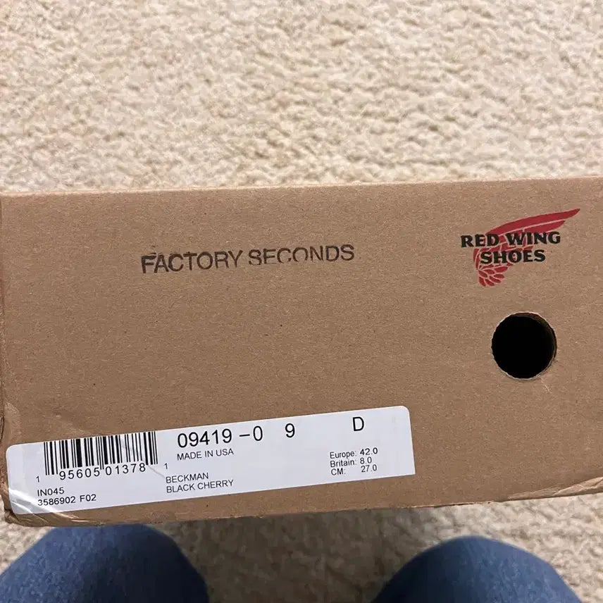 [SOLD OUT] [미사용새상품] 레드윙 벡맨 9419 블랙 체리 9팩토리 세컨드
