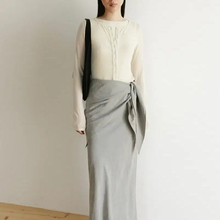 [BUNJANG] AND YOU Scarf Set Maxi Skirt (Gray) / 앤유 스카프 세트 맥시 스커트 (Gray)_2GSUSK02