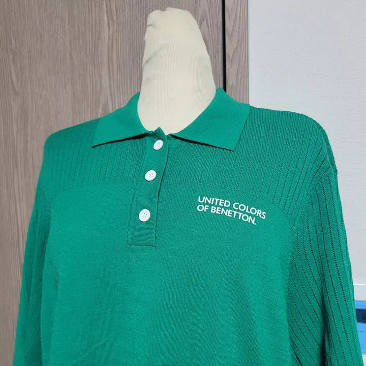 [BUNJANG] Benetton Green Knit Short Sleeve Polo Shirt / 베네통 상태좋은 그린 니트 반팔 카라티