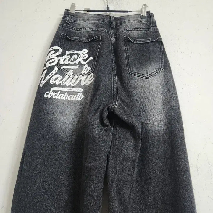 [SOLD OUT] 워싱 블랙 데님 와이드 팬츠