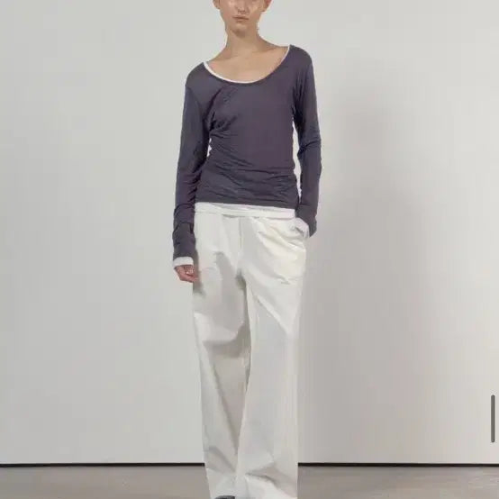 [BUNJANG] Autumn Wide Banding Pants (Beige/White) / autumn wide banding pants(베이지/화이트)