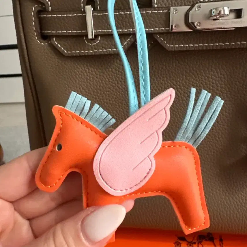 [BUNJANG] Hermès Birkin Bag Style Tote Bag with Orange Charm / 에르메스 버킨백 브라운 + 오렌지 참