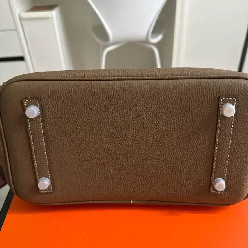 [BUNJANG] Hermès Birkin Bag Style Tote Bag with Orange Charm / 에르메스 버킨백 브라운 + 오렌지 참