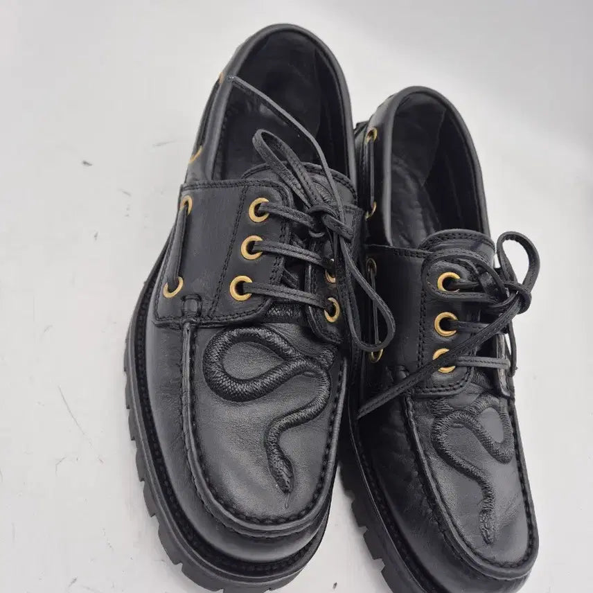[BUNJANG] Gucci Snake Detail Boat Shoes / 구찌 블랙 스네이크 보트 슈즈