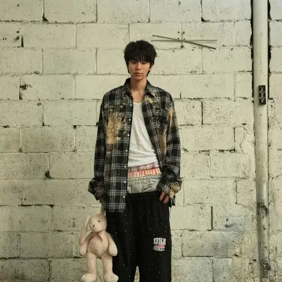 [BUNJANG] Grails Bleached Plaid Shirt / 그레일즈 블리치드 패일드 체크 셔츠 남방