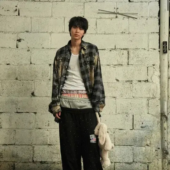 [BUNJANG] Grails Bleached Plaid Shirt / 그레일즈 블리치드 패일드 체크 셔츠 남방