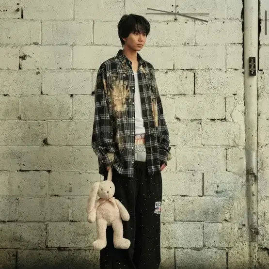 [BUNJANG] Grails Bleached Plaid Shirt / 그레일즈 블리치드 패일드 체크 셔츠 남방