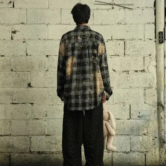 [BUNJANG] Grails Bleached Plaid Shirt / 그레일즈 블리치드 패일드 체크 셔츠 남방