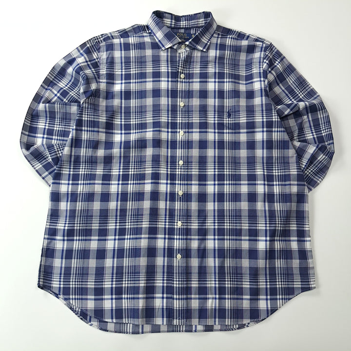 [BUNJANG] Polo Ralph Lauren Performance Tartan Check Shirt (1XB) / CK261 XL 폴로 퍼포먼스 타탄체크 블루 셔츠 남방