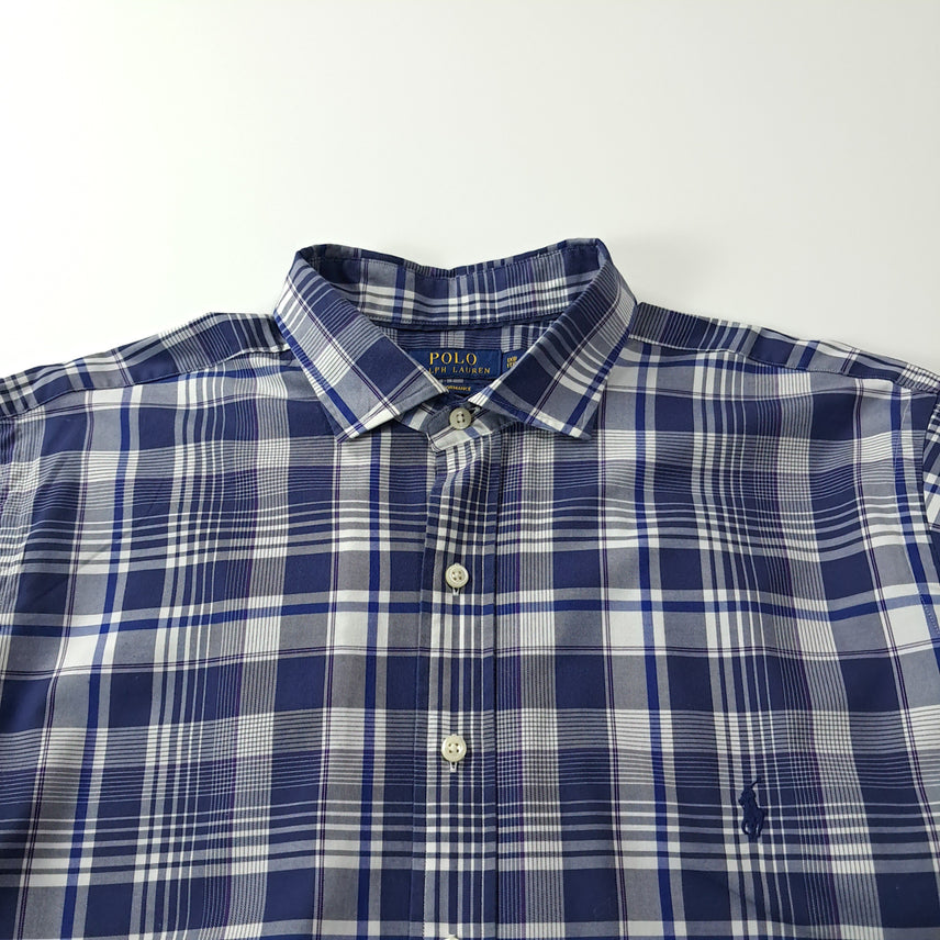 [BUNJANG] Polo Ralph Lauren Performance Tartan Check Shirt (1XB) / CK261 XL 폴로 퍼포먼스 타탄체크 블루 셔츠 남방