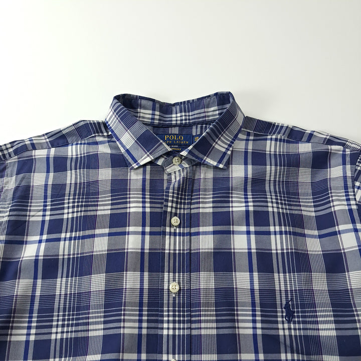 [BUNJANG] Polo Ralph Lauren Performance Tartan Check Shirt (1XB) / CK261 XL 폴로 퍼포먼스 타탄체크 블루 셔츠 남방