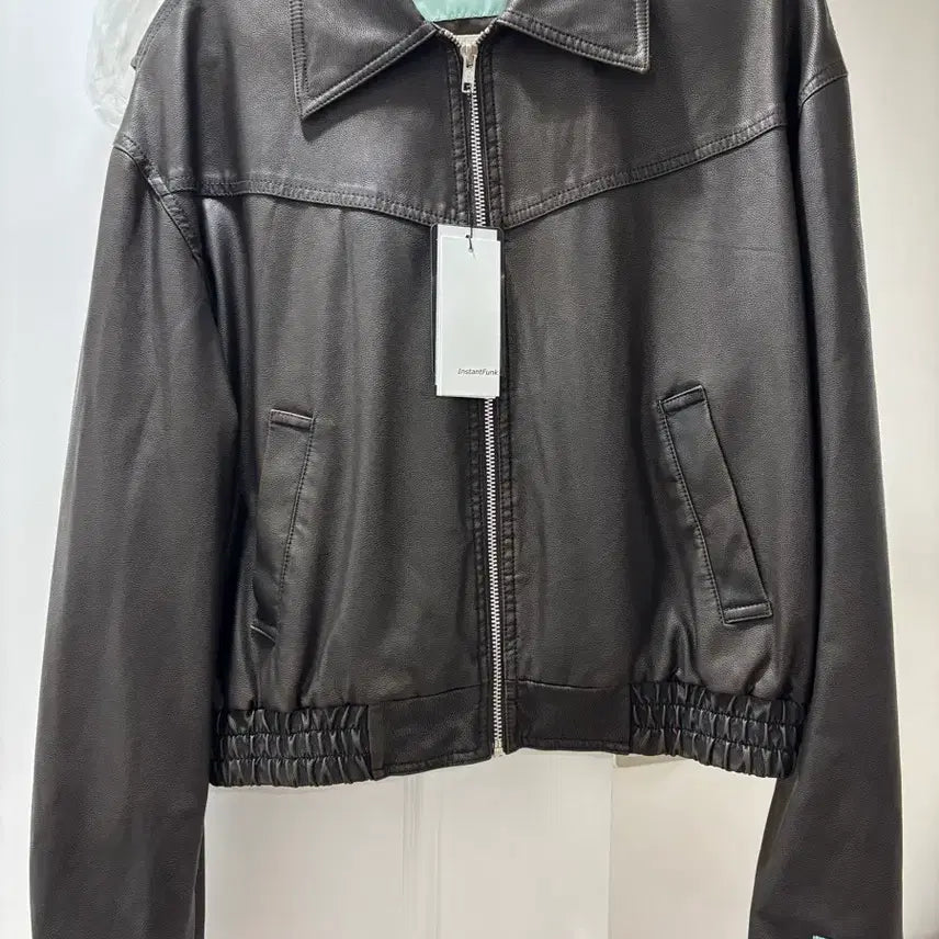 [BUNJANG] InstantFunk Eco Leather Jacket Brown / 인스턴트펑크 에코 레더자켓 브라운 (새상품)
