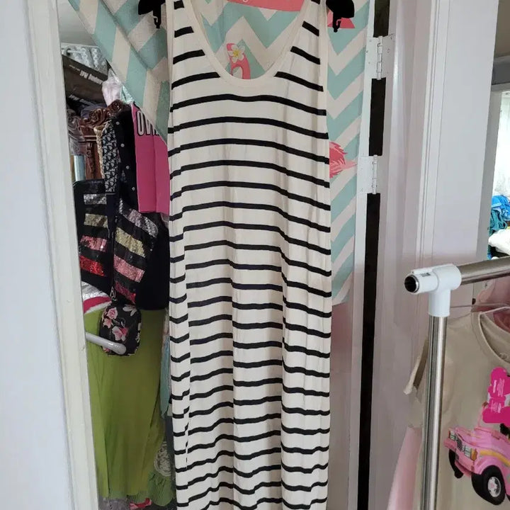 [BUNJANG] ZARA Striped Long Dress Set / 흰색/검정 줄무늬 롱 원피스 자라 셋트