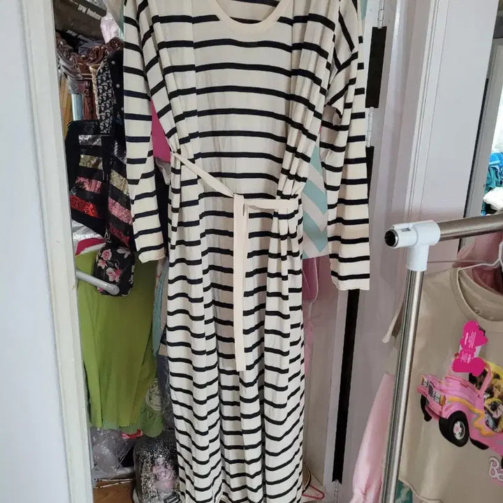 [BUNJANG] ZARA Striped Long Dress Set / 흰색/검정 줄무늬 롱 원피스 자라 셋트