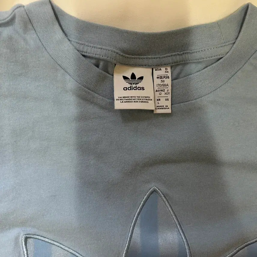[SOLD OUT] 아디다스 트레포일 티셔츠 하늘색 L .(62)