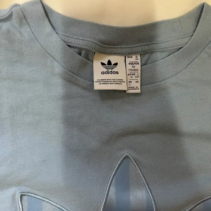 [SOLD OUT] 아디다스 트레포일 티셔츠 하늘색 L .(62)