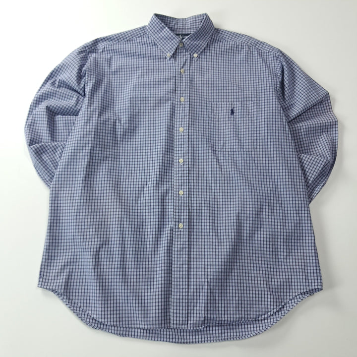 [SOLD OUT] CK263 XL 폴로 90s 미국판 블레어 스몰 타탄체크 블루 셔츠 남방