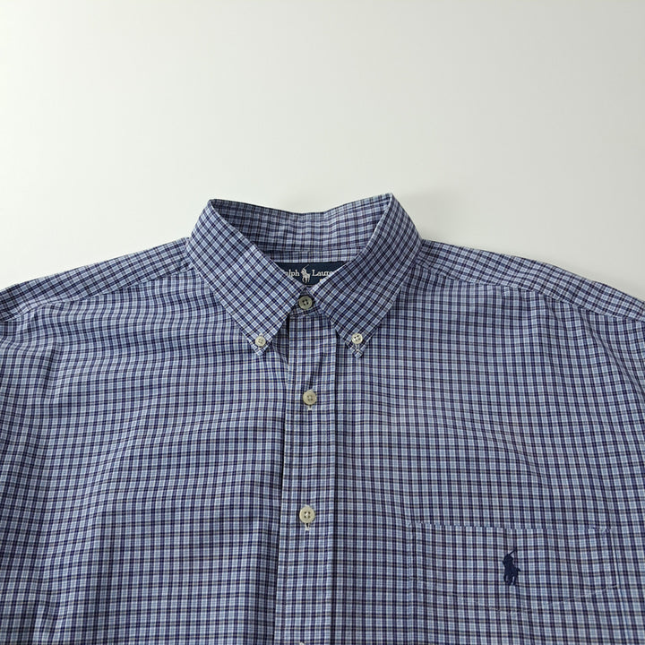 [SOLD OUT] CK263 XL 폴로 90s 미국판 블레어 스몰 타탄체크 블루 셔츠 남방