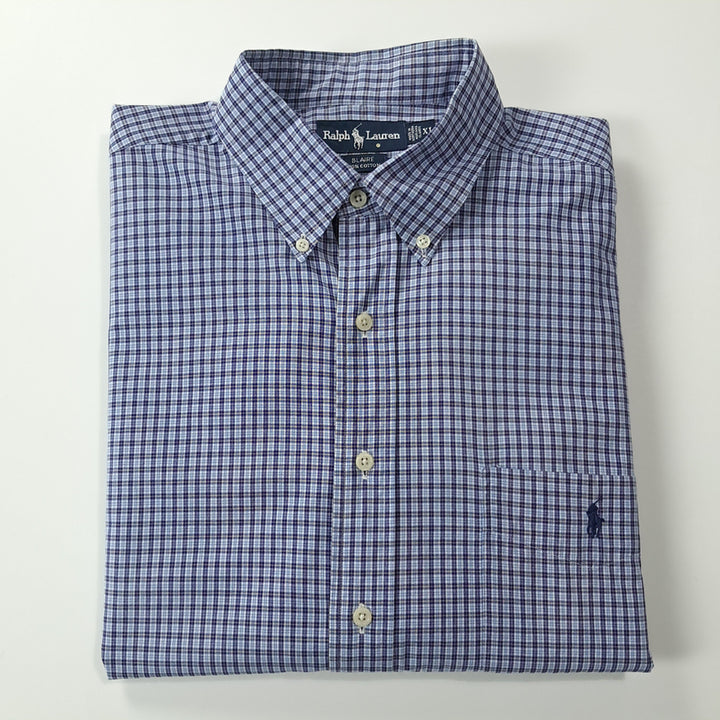 [SOLD OUT] CK263 XL 폴로 90s 미국판 블레어 스몰 타탄체크 블루 셔츠 남방