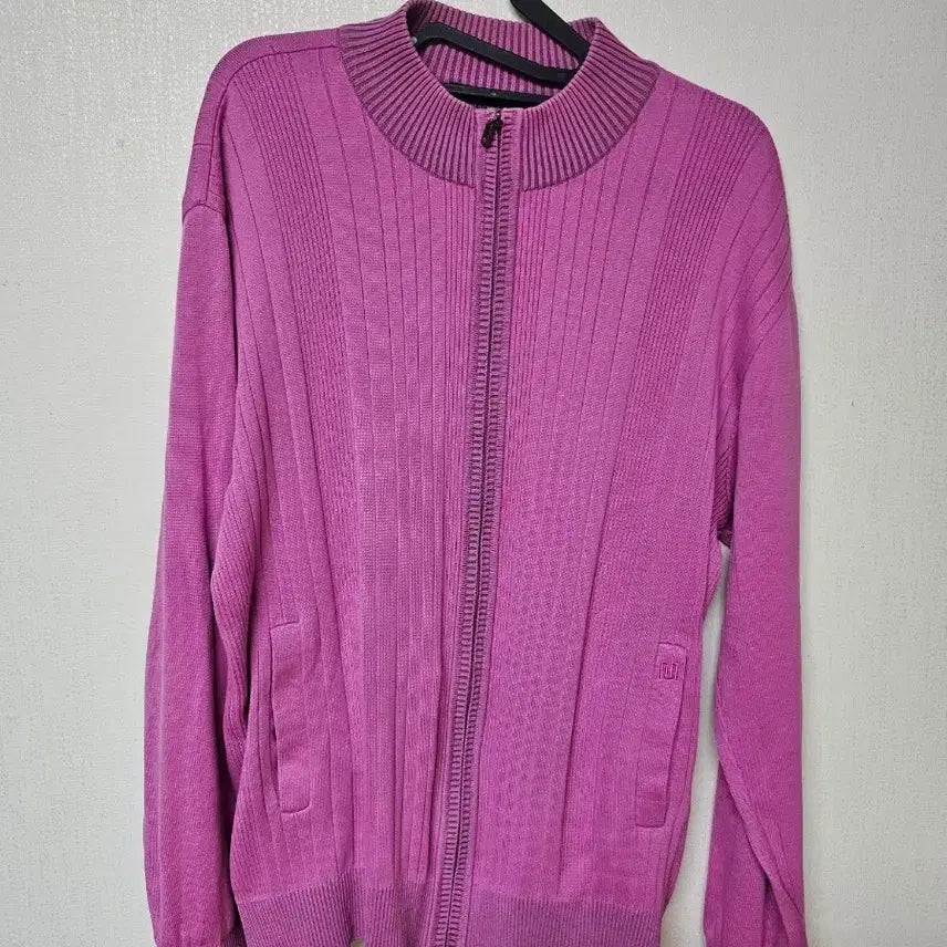 [BUNJANG] Maestro Pink Knit Zip-Up Cardigan / 마에스트로 핑크색 니트 집업 가디건 100