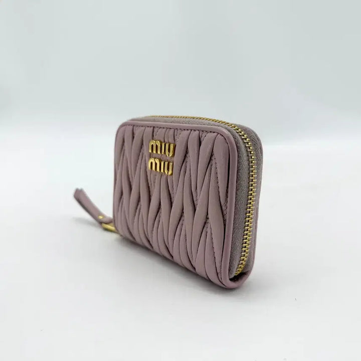 [BUNJANG] Miu Miu Matelassé Gold Logo Card Wallet / 미우미우 마테라쎄 금장로고 지퍼돌이 카드지갑
