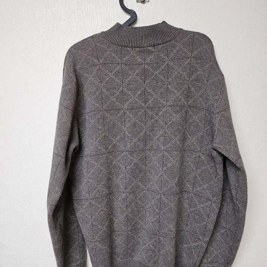 [BUNJANG] Crocodile Brown Half-Neck Pattern Knit Sweater / 크로컬다일 브라운 하프넥 패턴 니트 105