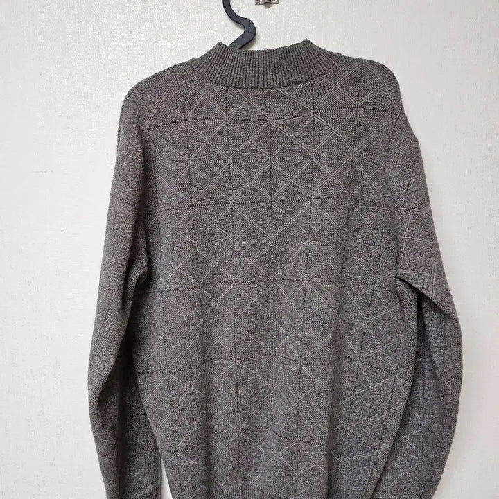 [BUNJANG] Crocodile Brown Half-Neck Pattern Knit Sweater / 크로컬다일 브라운 하프넥 패턴 니트 105