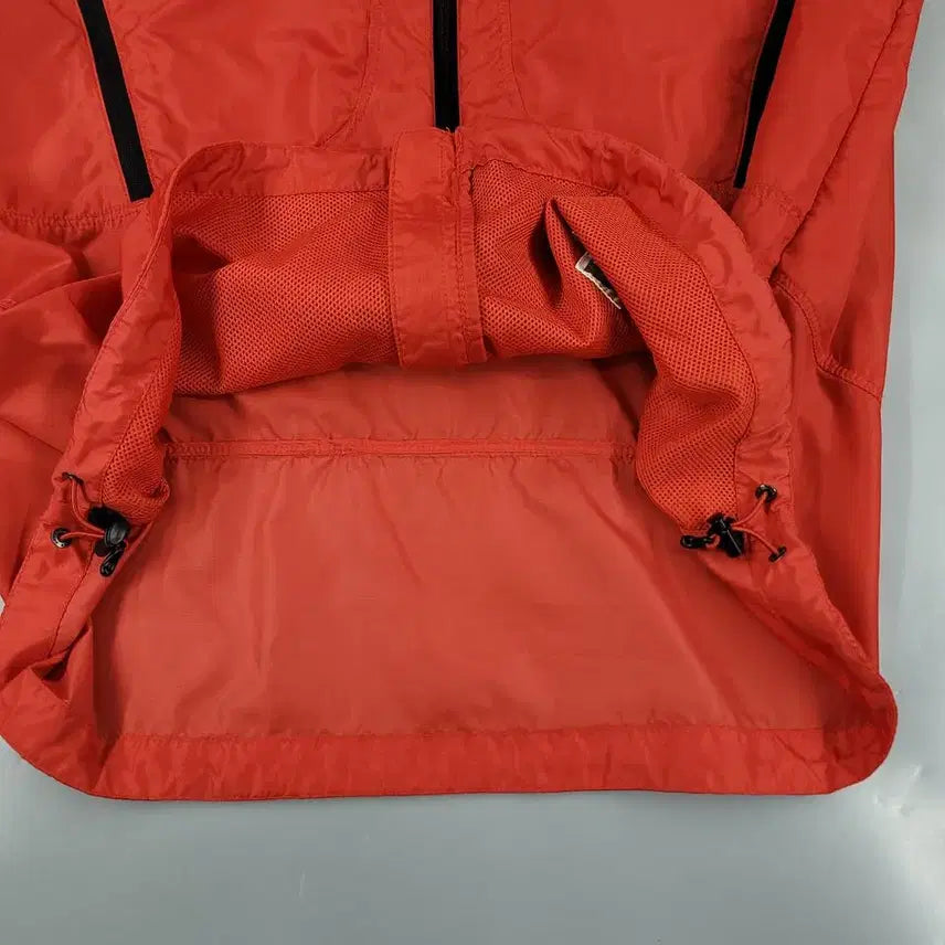 [BUNJANG] The North Face White Label Red/Black Raglan Glash Hooded Jacket / 노스페이스 화이트라벨 레드 블랙 배색 로고 레글런 립스탑 글래쉬 후드 경