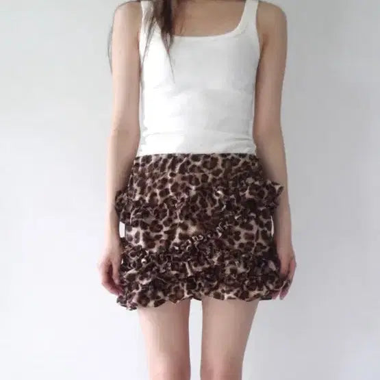[BUNJANG] Settle for Moon Leopard Frill Skirt / Settle for moon 레오파드 프릴 스커트