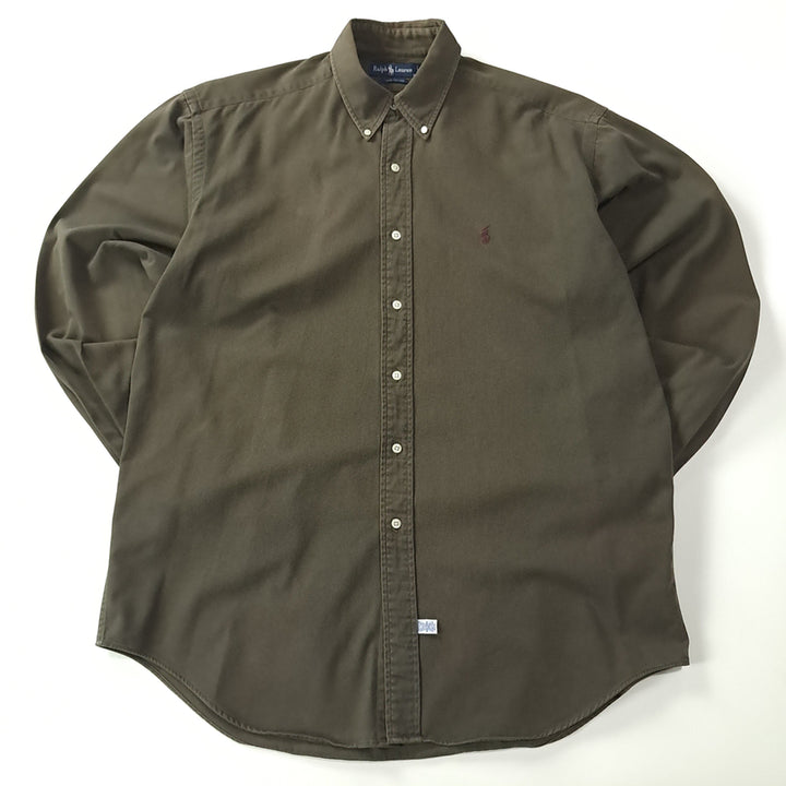 [SOLD OUT] CK266 L 폴로 90s 미국판 다크 올리브 셔츠 남방