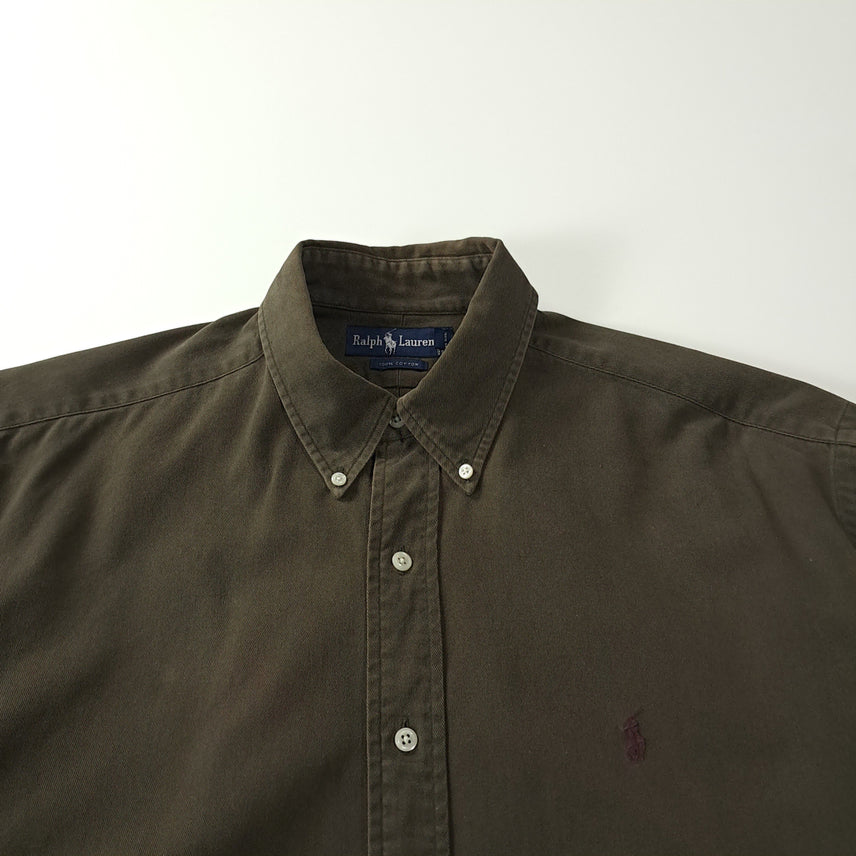 [SOLD OUT] CK266 L 폴로 90s 미국판 다크 올리브 셔츠 남방