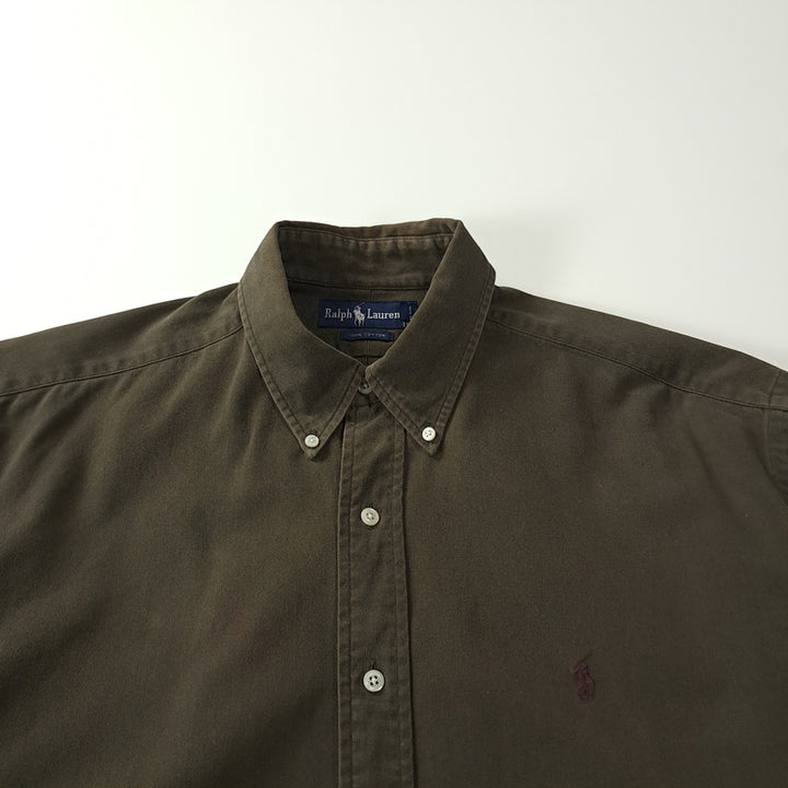 [SOLD OUT] CK266 L 폴로 90s 미국판 다크 올리브 셔츠 남방
