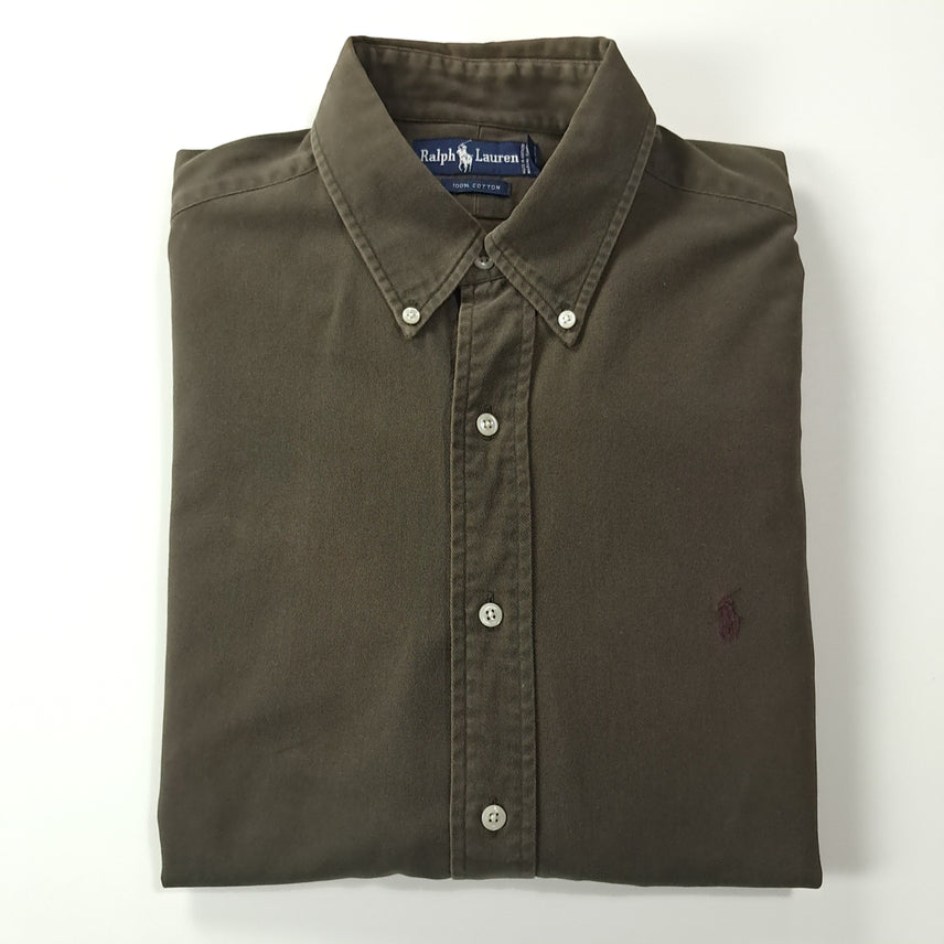 [SOLD OUT] CK266 L 폴로 90s 미국판 다크 올리브 셔츠 남방