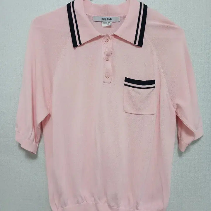 [BUNJANG] Juicy Judy Pink Short-Sleeve Knit Top / Juicy Judy 핑크 반팔 카라 니트